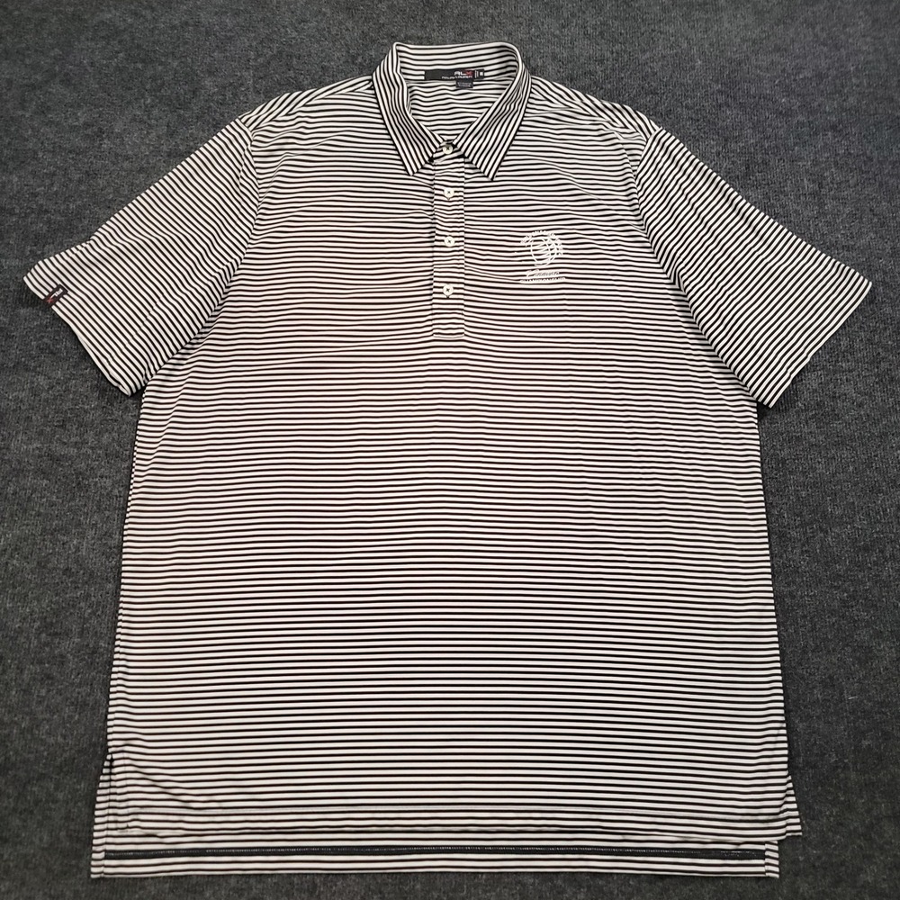 Ralph Lauren RLX Men Polo Shirt XXL Black White Stripe Cadillac Golf‎ - Picture 2 of 11